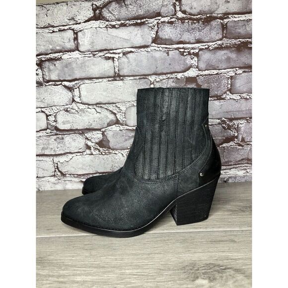 Musse & Cloud Black Suede Leather Chelsea Block Heel Boots Women’s Sz 9M US/40EU - Picture 12 of 16